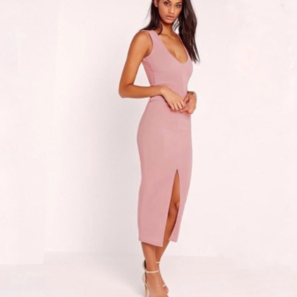 Plunge V-neck Midi Dress